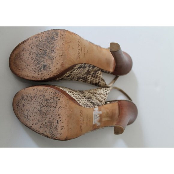 Jimmy Choo Phython Embossed Slingback Peep Toe Heels Size 39 Neutral - Picture 10 of 11
